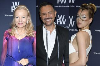 Laura Łącz w sukni w niesamowitych kolorach. Monika Goździalska zapomniała spodni, za to z ufo na głowie