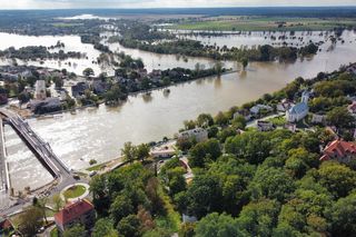 Powódź 2024. Warta i Odra w Kostrzynie nad Odrą z przekroczonym stanem alarmowym