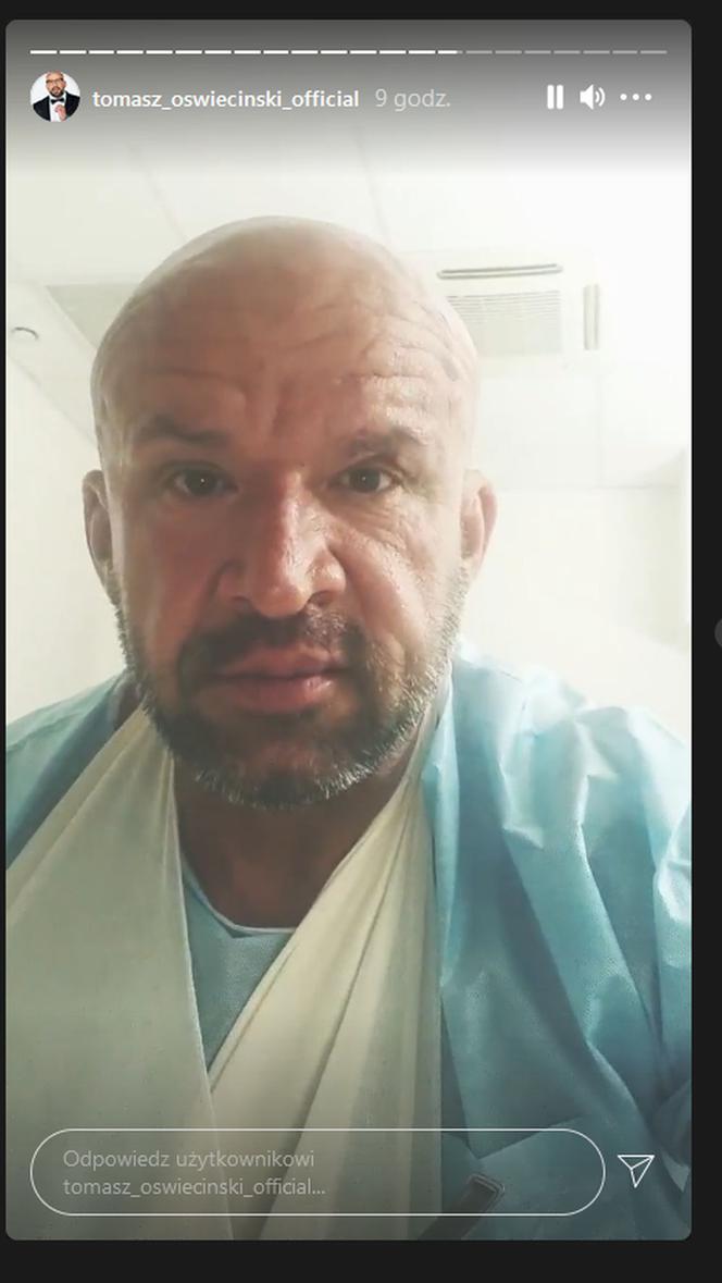 Tomasz Oświeciński (Andrzejek z M jak miłość) na Instagramie w szpitalu po operacji