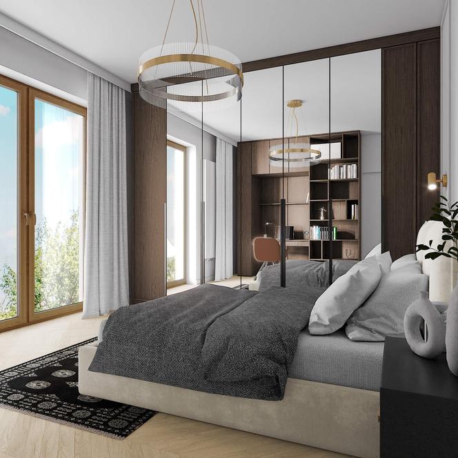 Sypialnia w stylu modern glam