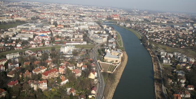 Kraków z lotu ptaka w czasie kwarantanny