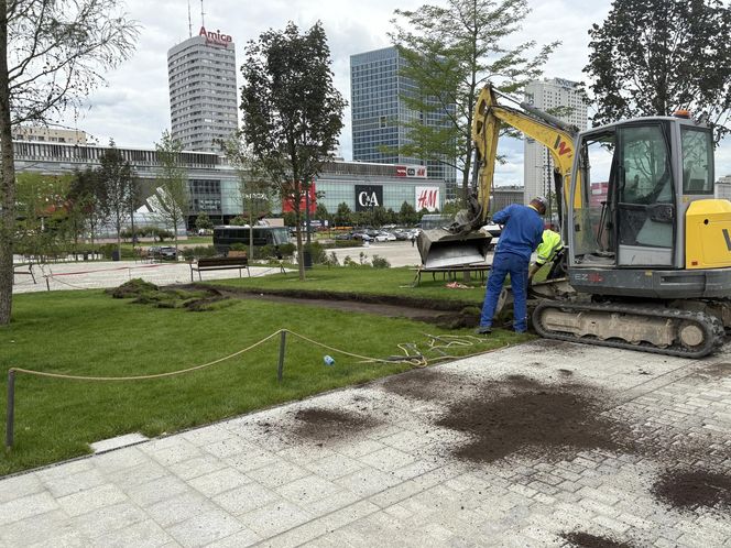 Absurd roku w Warszawie. Zrywają zieleń na nowym pl. Centralnym. Zamiast niej będzie beton