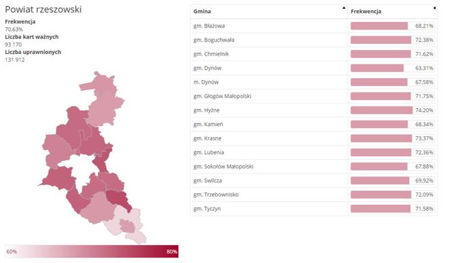 Powiat rzeszowski frekwencja Wybory 2020