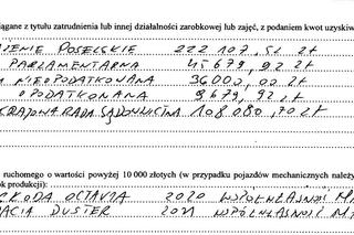 Fragment oświadczenia majątkowego