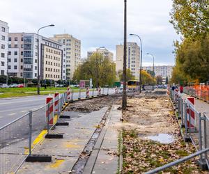 Budowa tramwaju na Stegny w październiku 2023