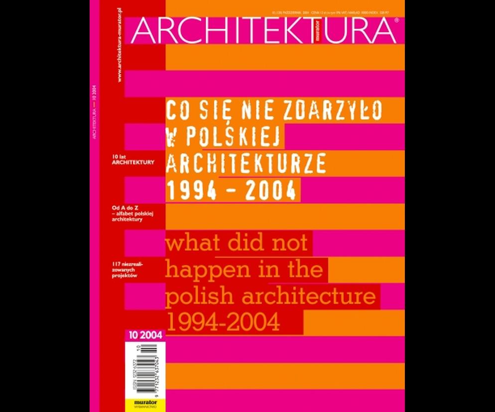 Okładka Miesięcznik Architektura 10/2004
