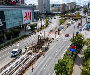 Remont torów tramwajowych na ulicy Marszałkowskiej w Warszawie