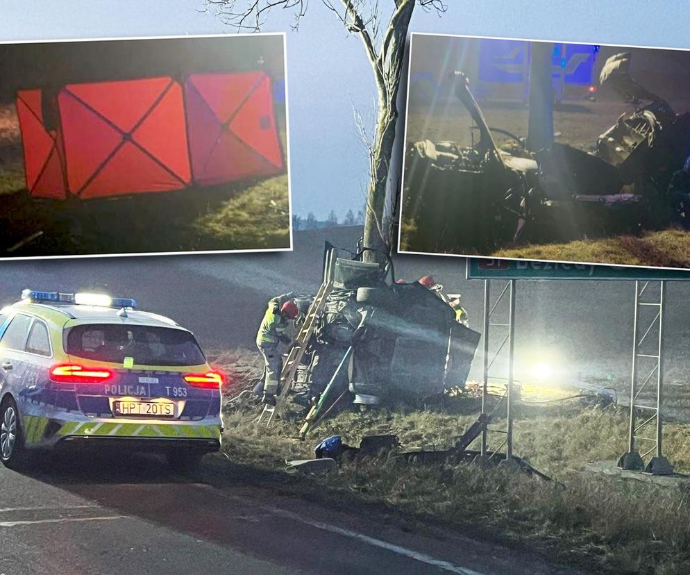 21-latek wjechał w drzewo. Auto rozerwane na strzępy