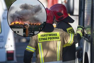 Ogromny pożar w Ząbkach. Płonie budynek wielorodzinny, na miejscu służby
