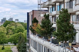 Pionowy lat w Katowicach na budynku Damrota Garden