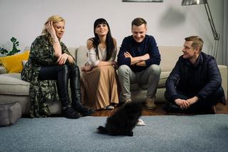 SuperPies odc. 5. Aneta Awtoniuk, Marcin Mroczek, jego żona Marlena, Rafał Mroczek i pies Hugo, 
