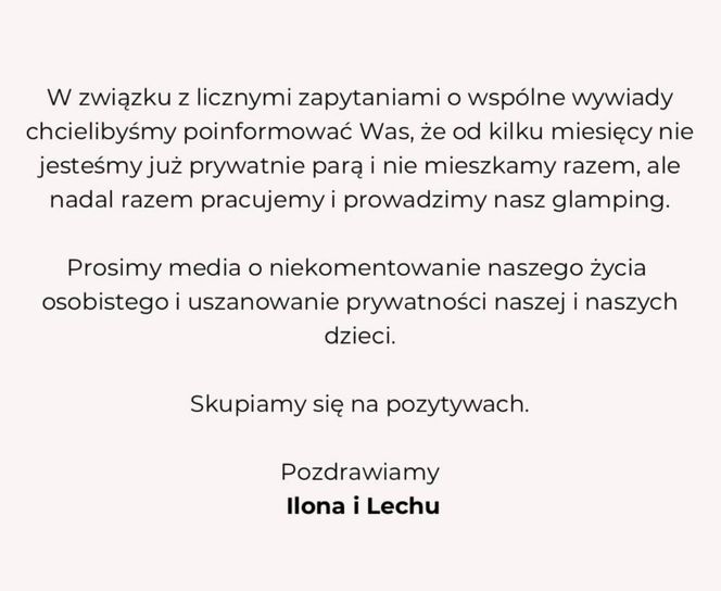 Oświadczenie Leszka Lichoty i Ilony Wrońskiej