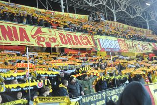 Kibice na meczu Korona Kielce - Widzew Łódź. 11 kwietnia 2025