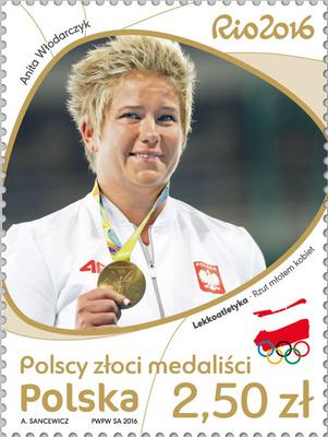Znaczki - polscy złoci medaliści
