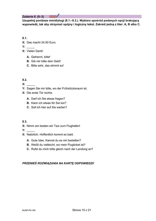 Matura 2025: niemiecki 7.05.2025. Arkusze CKE i odpowiedzi. Poziom podstawowy [Formuła 2023]	