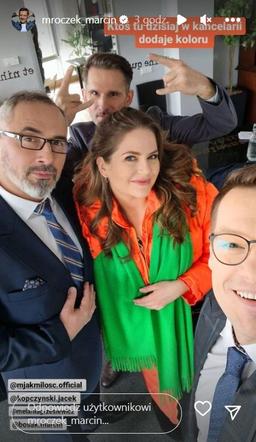 M jak miłość na planie: Piotrek (Marcin Mroczek), Werner (Jacek Kopczyński), Kamil (Marcin Bosak), Anita (Melania Grzesiewicz)