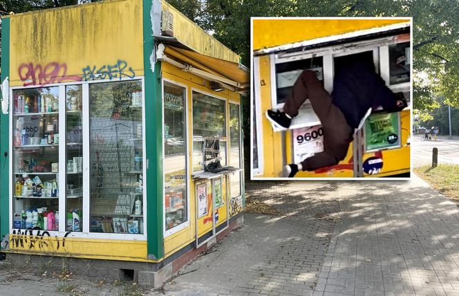 22-latek włamał się do kiosku. Nagrała go kobieta myjąca okna