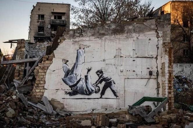 Mural Banksy'ego na Ukrainie przedstawiający Putina