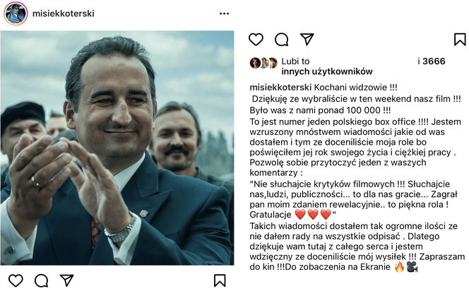 Post Koterskiego na Instagramie
