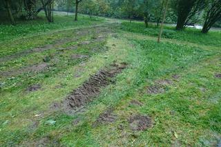 Kraków: Tak się kończy koszenie trawy podczas deszczu. Rozjechana zieleń w Mistrzejowicach [AUDIO]