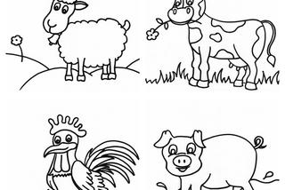 Zwierzęta na wsi – 5 kolorowanek do druku 