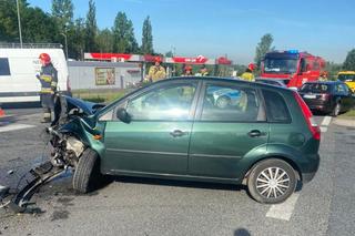 Wypadek na DK94 w Sławkowie. Zderzyły się dwa samochody osobowe