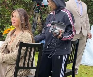 Barwy szczęścia. Hubert (Marek Molak), Agata (Natalia Zambrzycka) na planie