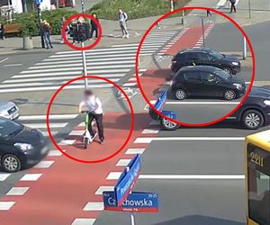 Kamikadze na hulajnodze otarł się o śmierć. Samochód zmiótł go z pasów! Przerażające nagranie