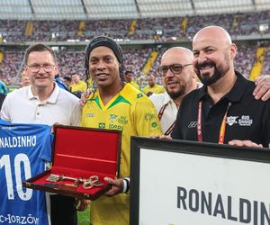Ronaldinho na Stadionie Śląskim w meczu gwiazd Polska - Brazylia