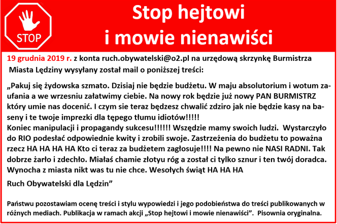 Burmistrz Lędzin dostaje pogróżki na maila. "Spierd***j z ratusza!"