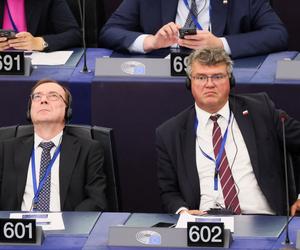 Europosłowie PiS Mariusz Kamiński i Maciej Wąsik w Strasburgu, Francja