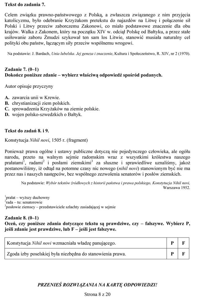 EGZAMIN GIMNAZJALNY 2013 HISTORIA, WOS - ARKUSZE, ODPOWIEDZI