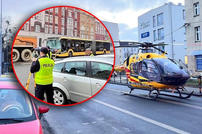 Gliwice. Autobus miejski huknął w ciągnik. Jest wielu rannych. Dwie osoby w ciężkim stanie [ZDJĘCIA].