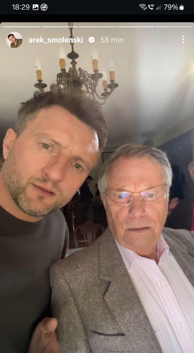 	M jak miłość nowy sezon po wakacjach. Bartek (Arkadiusz Smoleński), Józef Modry (Stefan Friedmann) na planie