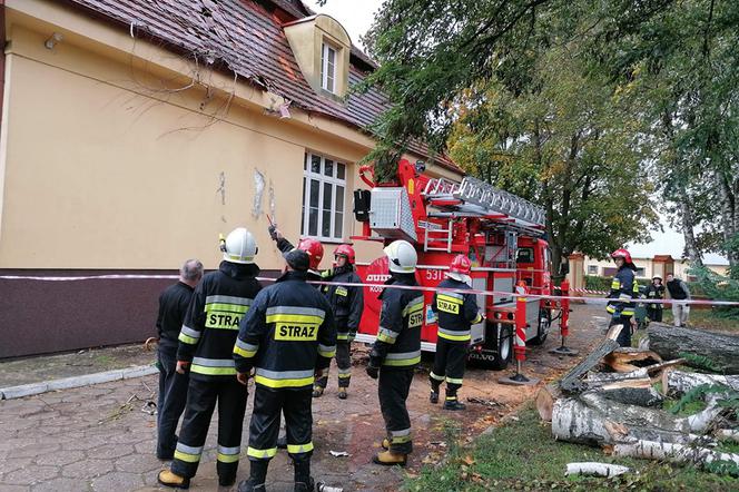 Drzewo przewróciło się na budynek szkoły