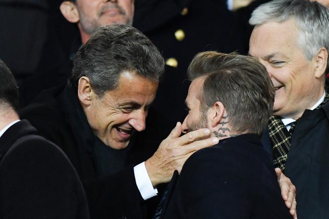 David Beckham i Nicolas Sarkozy na meczu