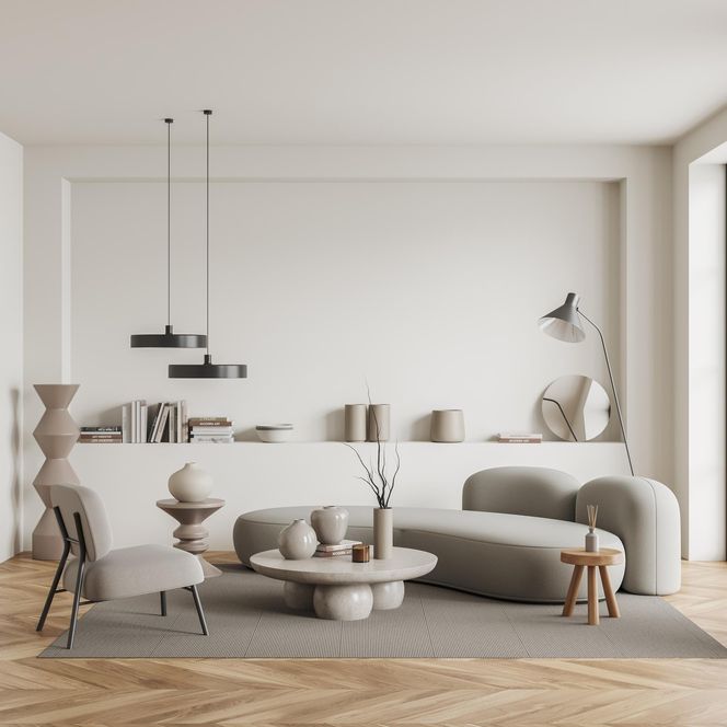 Salon w stylu japandi 