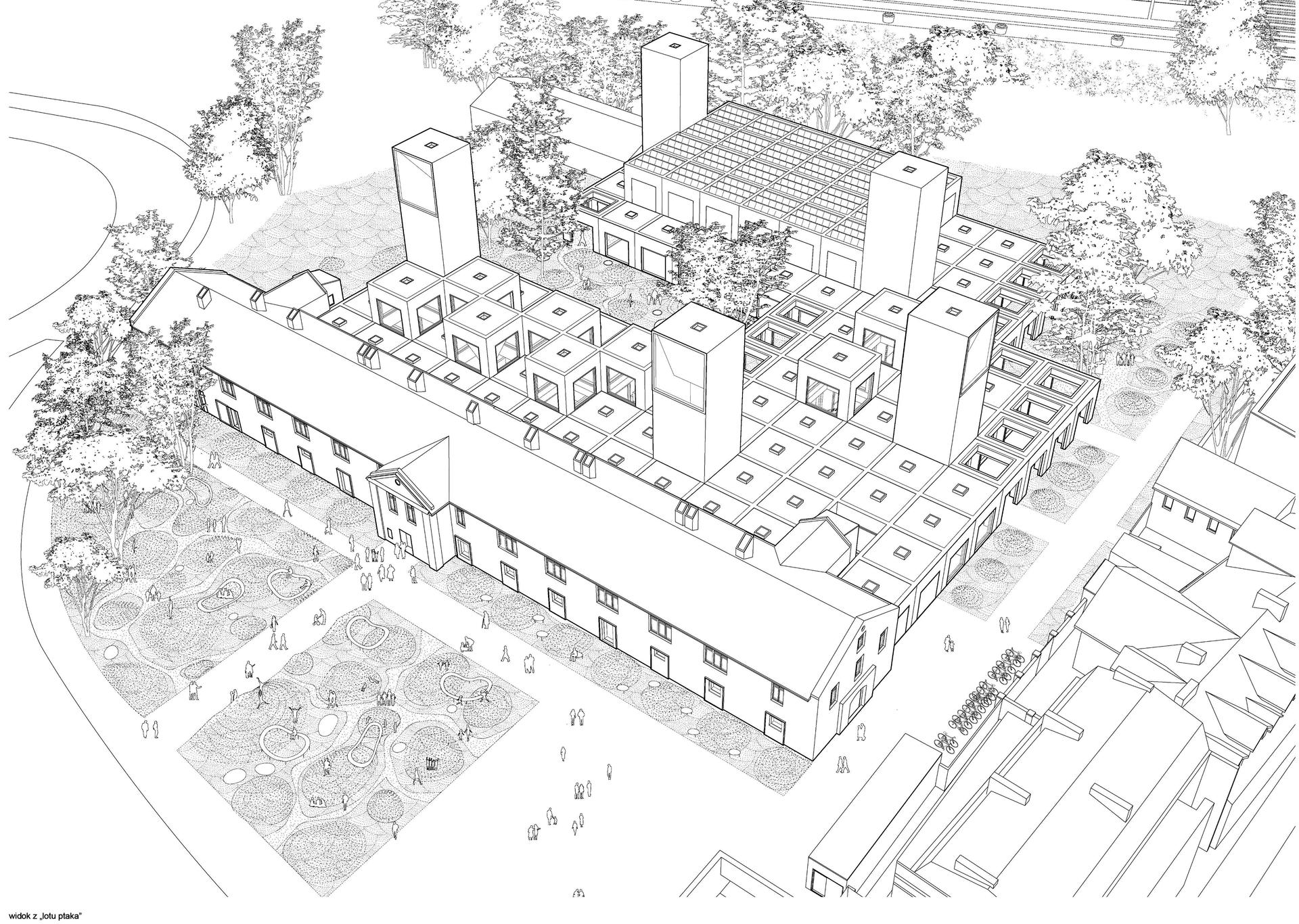 Centrum Literatury i Języka – Planeta Lem w Krakowie, widok z lotu ptaka