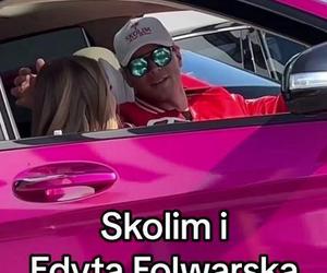 Skolim i Edyta Folwarska w aucie