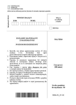 Matura 2014 matematyka poziom rozszerzony