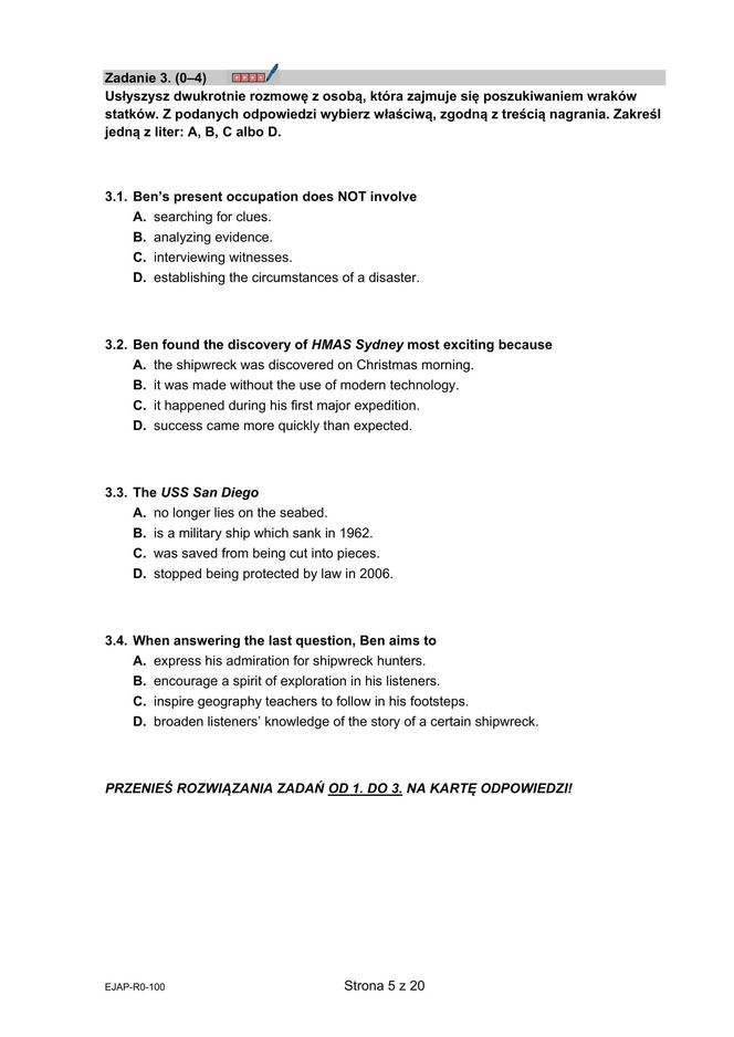 Matura 2025: angielski rozszerzony 8.05.2025. Arkusze CKE, poziom rozszerzony [Formuła 2015]