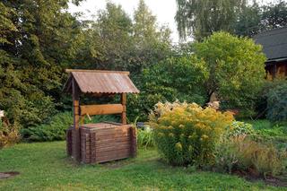 Ozdobna studnia w ogrodzie