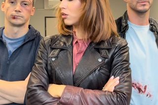 M jak miłość. Kama (Michalina Sosna), Marcin (Mikołaj Roznerski), Jakub Karski (Krzysztof Kwiatkowski)