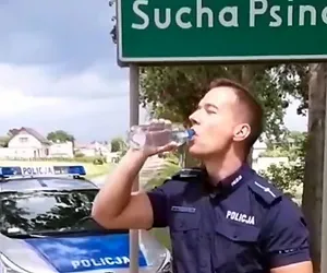 Policjant pije w Suchej Psinie. Zabawny filmik z przesłaniem