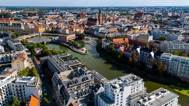 Kępa Mieszczańska we Wrocławiu - widok z drona