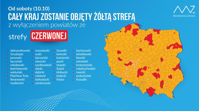 Żółta cała Polska! Krotoszyn w strefie czerwonej!