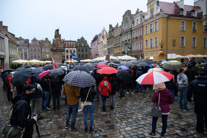 Marsz antycovidowców w Poznaniu. Protestujący: „Zakończyć PLANDEMIĘ!" [ZDJĘCIA]