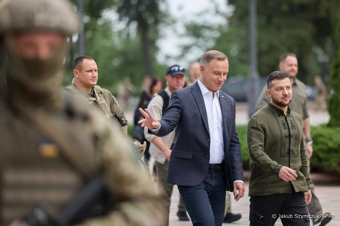 Andrzej Duda w Kijowie. Został uhonorowany w Alei Odważnych