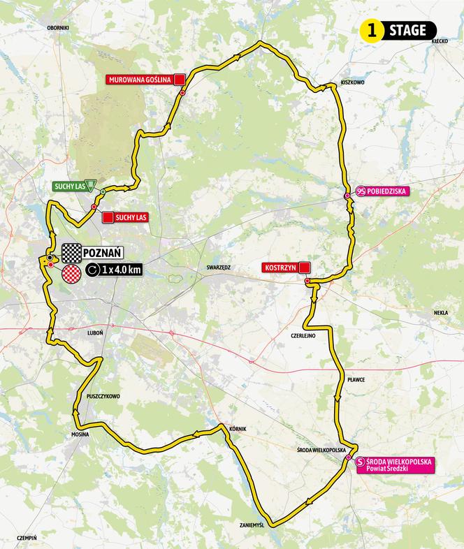 Mapa 1. etapu Tour de Pologne w Poznaniu