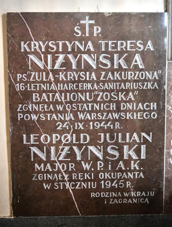 Tablica w kościele św. Stanisława Kostki na ulicy Hozjusza 2
